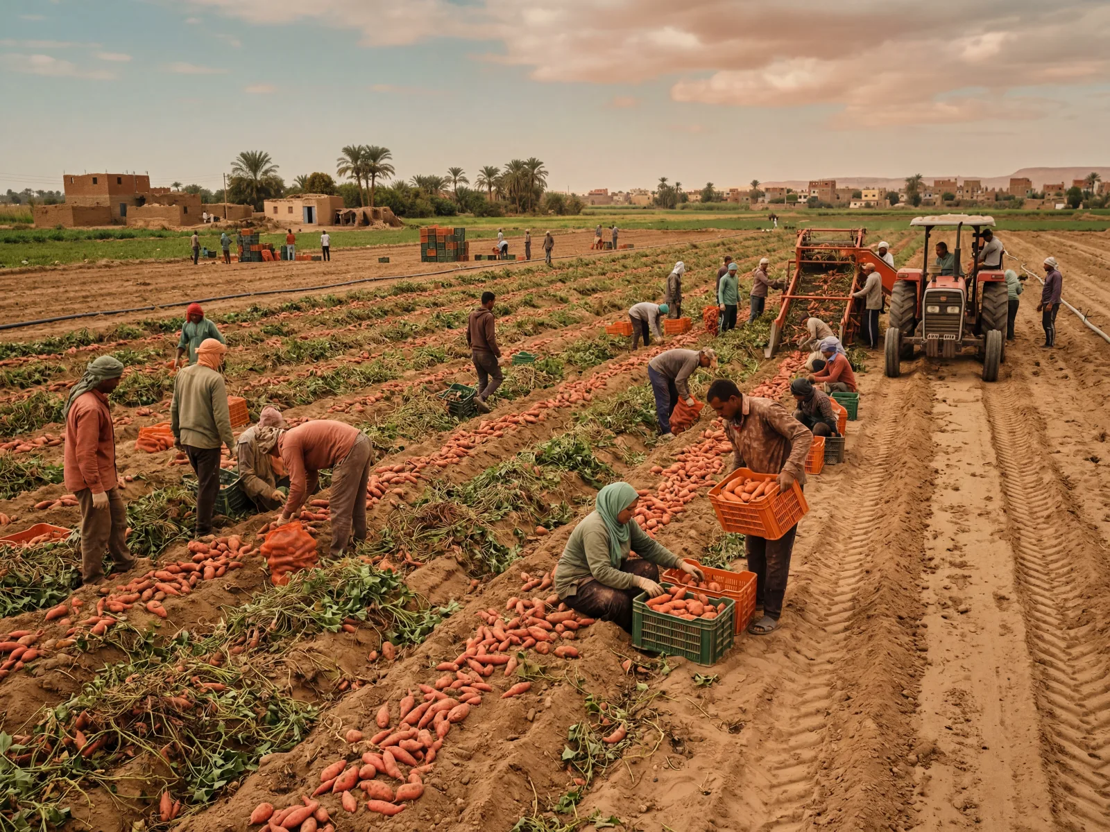 Egyptian orange sweet potatoes export cartons — UK and European retail supply, certified Nile Delta origin